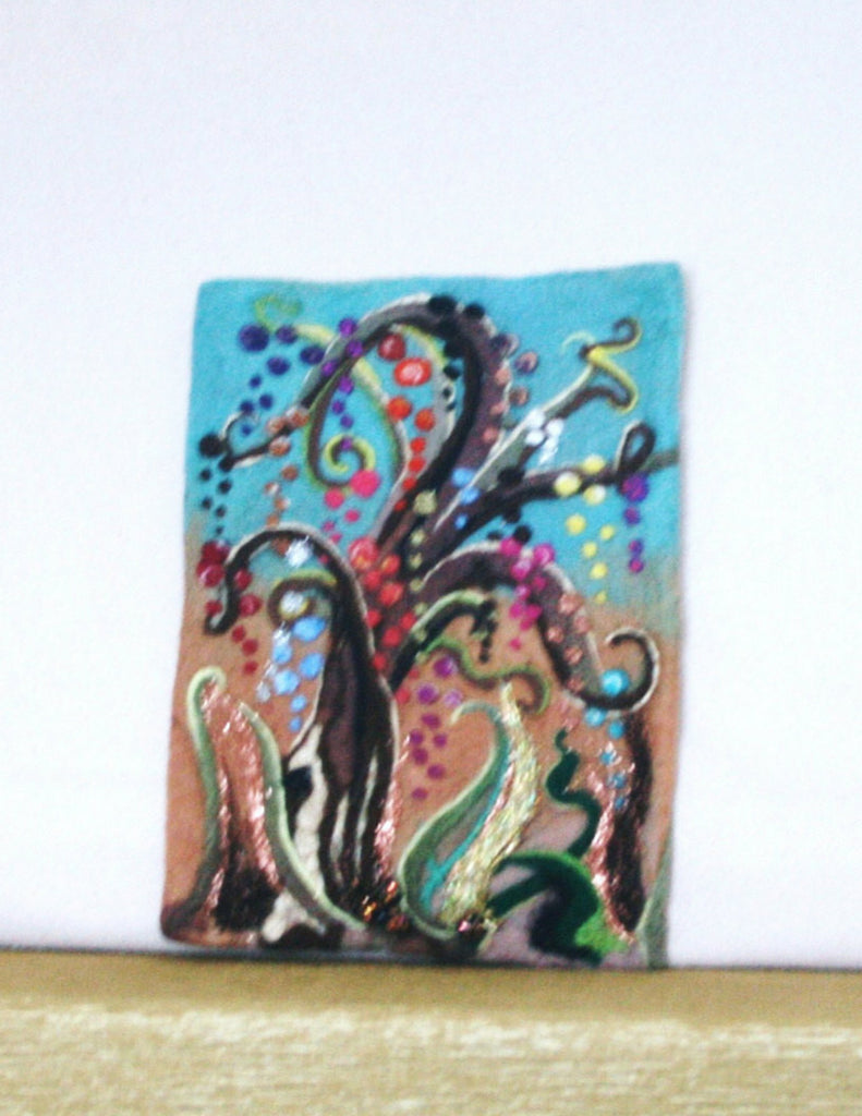 Needle Felted Wool Picture, Glitter Tree.
