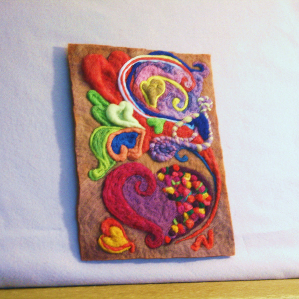 Needle Felted Wool Picture, Heartfelt.