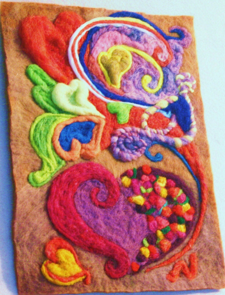 Needle Felted Wool Picture, Heartfelt.