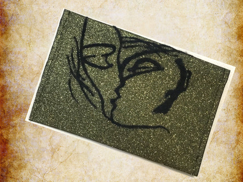 Glitter Wool Pouch, Brilliant Gold Sleeve, Kiss Design.