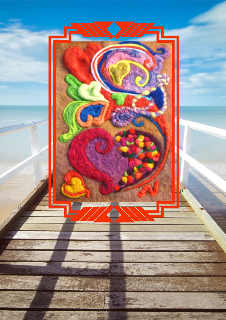 Needle Felted Wool Picture, Heartfelt.