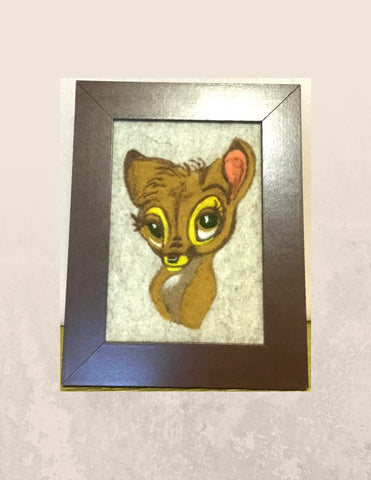 Framed Wool Picture, Deer Design.