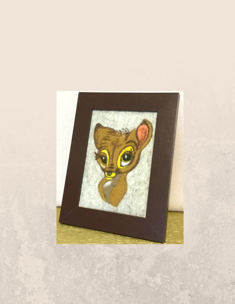 Framed Wool Picture, Deer Design.