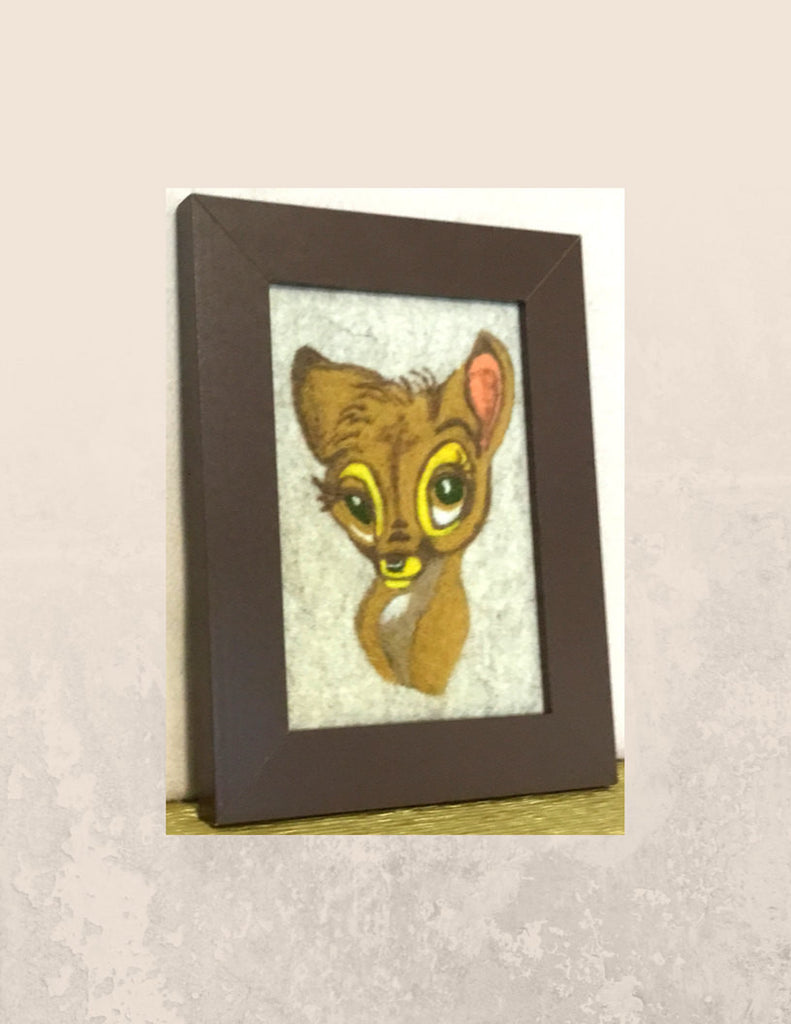 Framed Wool Picture, Deer Design.