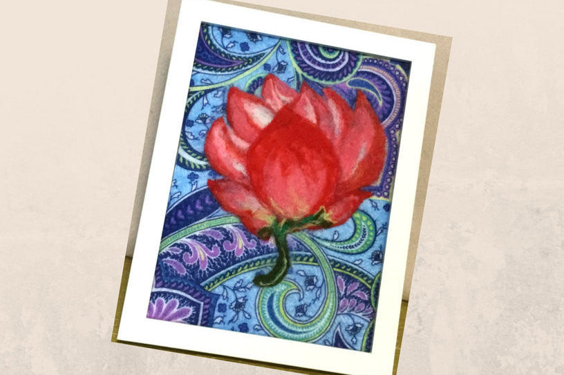 Framed Wool, Fibre Art Picture, Lotus Design.