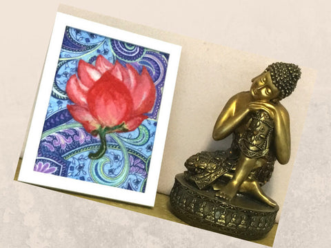 Framed Wool, Fibre Art Picture, Lotus Design.