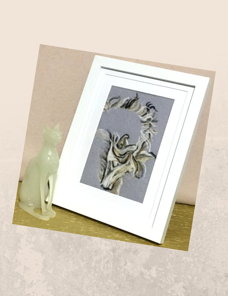 Framed Small Wool Picture, Horse Design.