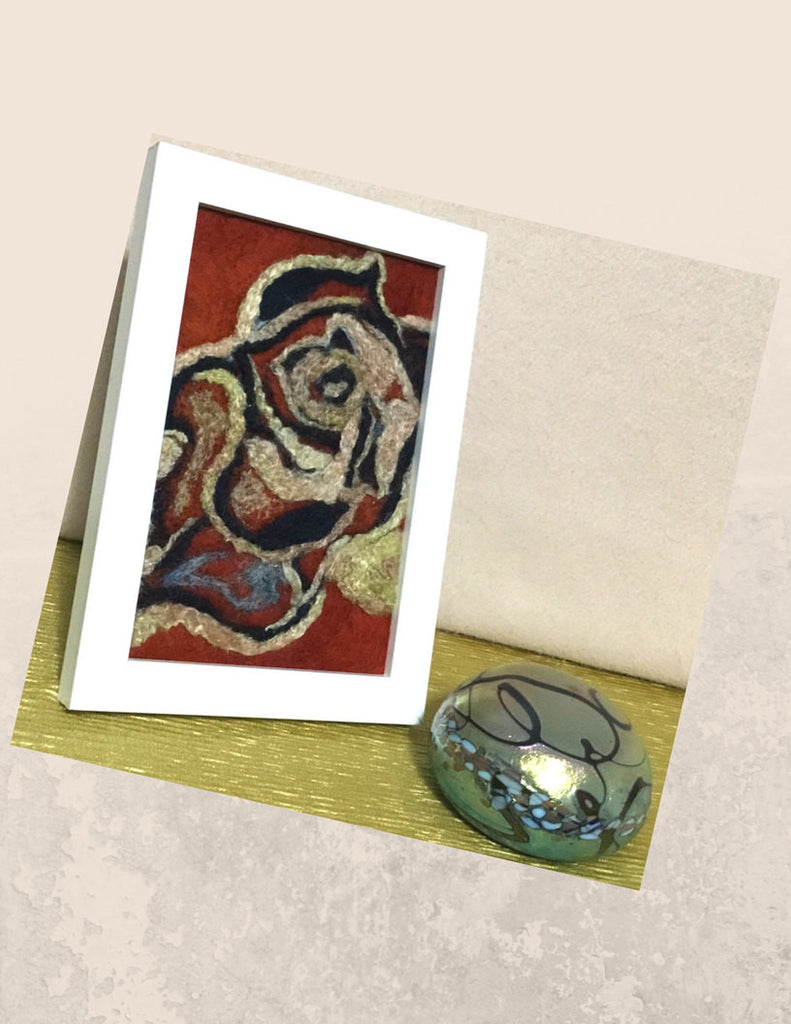 Small Framed,Wool Picture, Indian Rose.