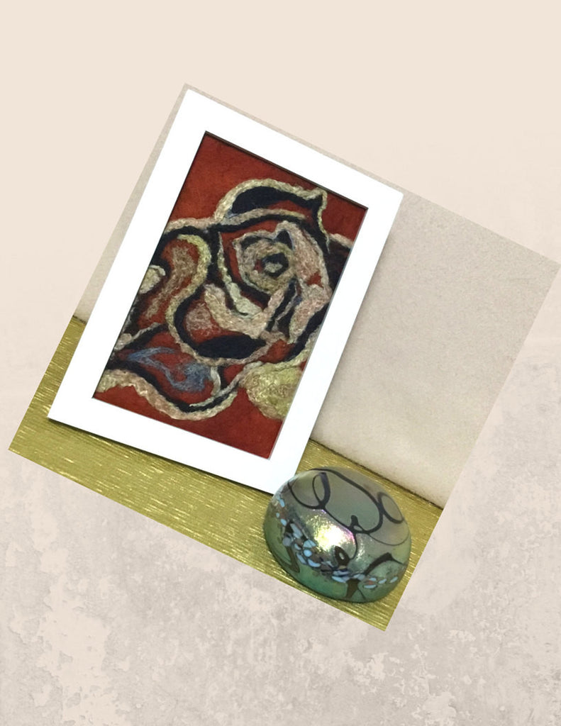 Small Framed,Wool Picture, Indian Rose.