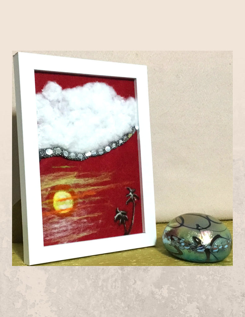 Wool Framed Picture, Tropic Sunset.