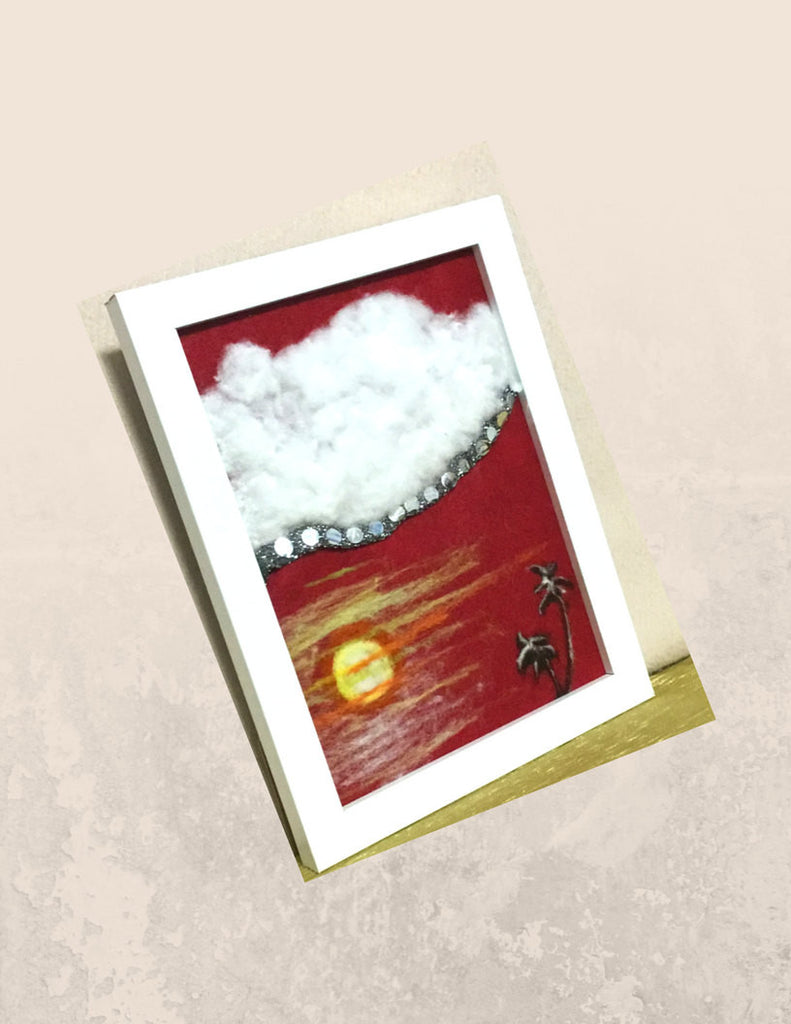 Wool Framed Picture, Tropic Sunset.