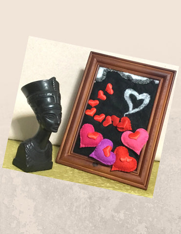 3D Framed Wool Picture, Red Hearts!
