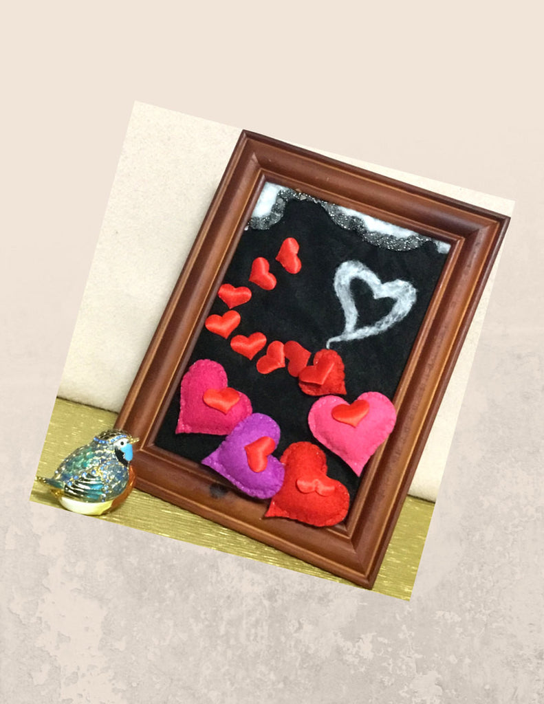 3D Framed Wool Picture, Red Hearts!