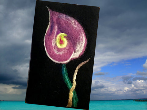 Felted Wool I Phone Case, Lily design.