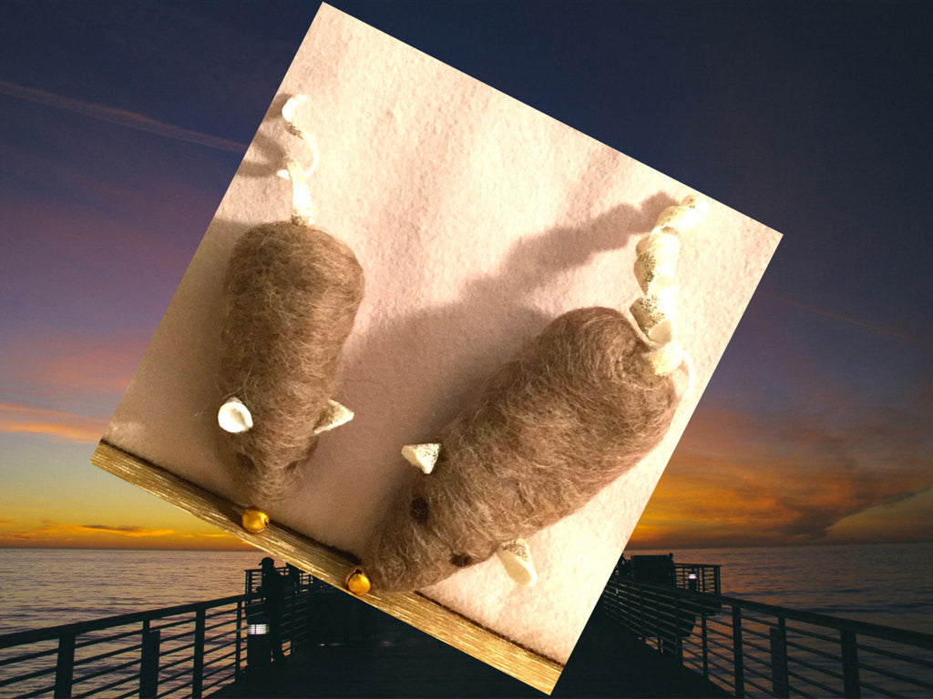 Wool Mice Cat Toys, Mother and Son Pair.