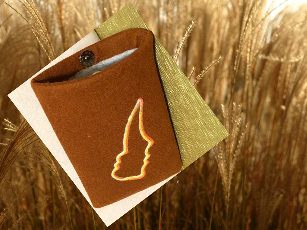 Wool I Phone Case, Beaded Heart, Padded for your Handbag.