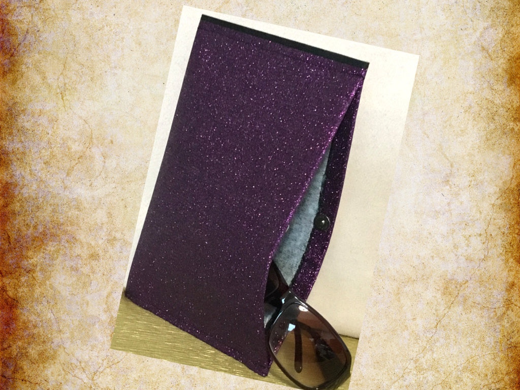 Glitter Wool Pouch, Brilliant Purple Sleeve with inner clip.