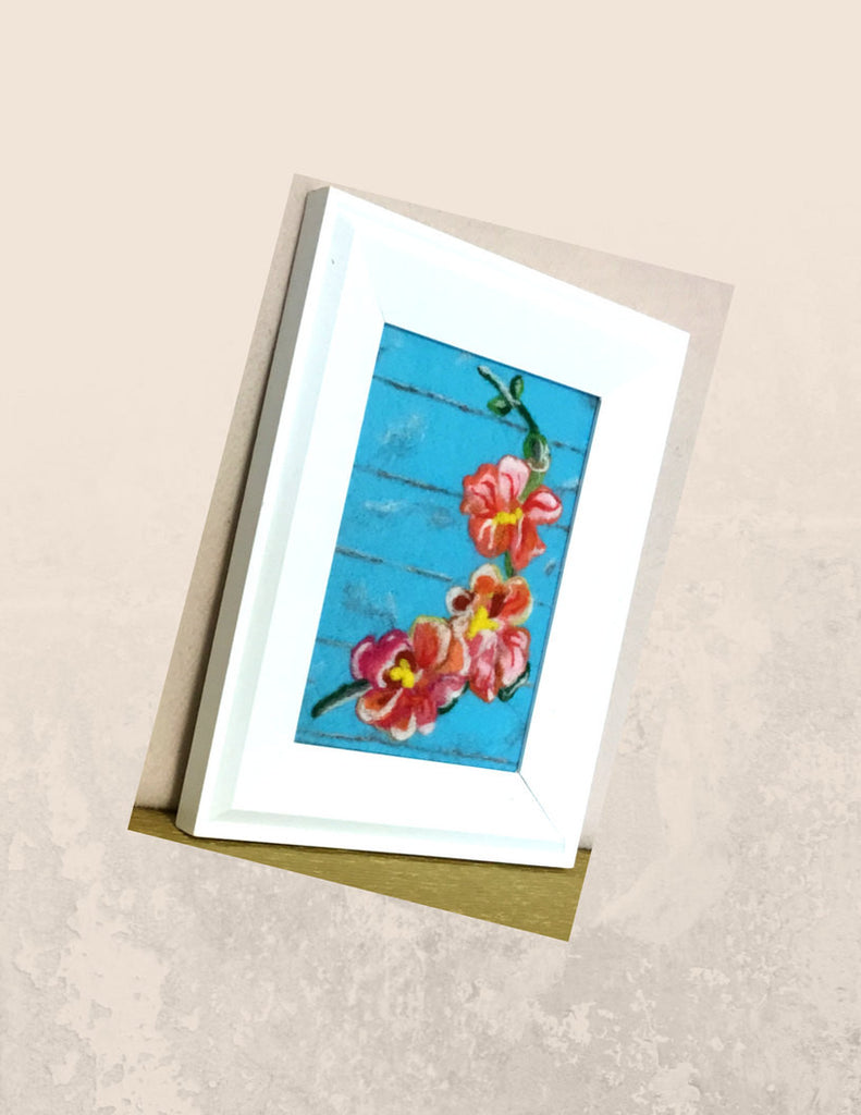 Framed Wool Picture, Orchid Design...Shabby Chic!