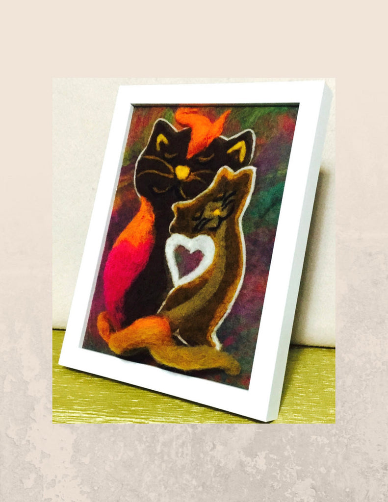 Framed 3D Wool Picture, CATZ.