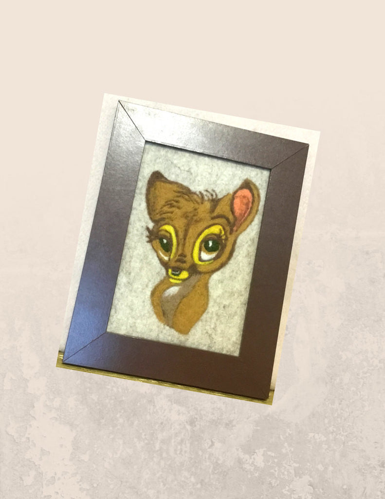 Framed Wool Picture, Deer Design.