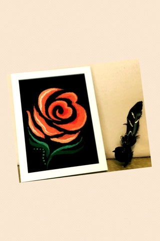 Framed Fibre Art, Wool Picture, Rose Design.