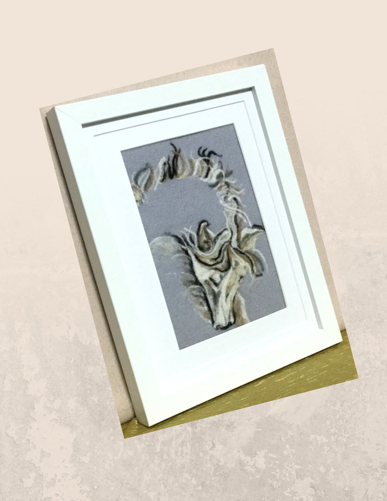 Framed Small Wool Picture, Horse Design.