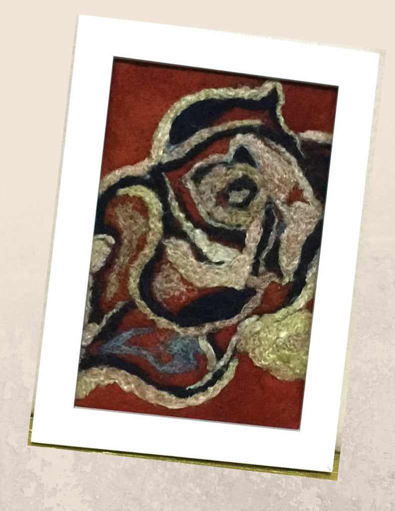 Small Framed,Wool Picture, Indian Rose.