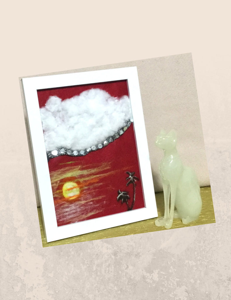 Wool Framed Picture, Tropic Sunset.