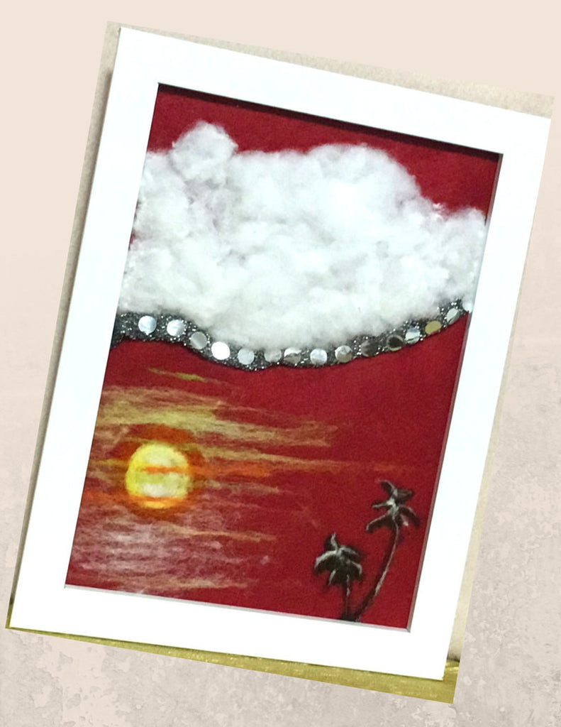 Wool Framed Picture, Tropic Sunset.