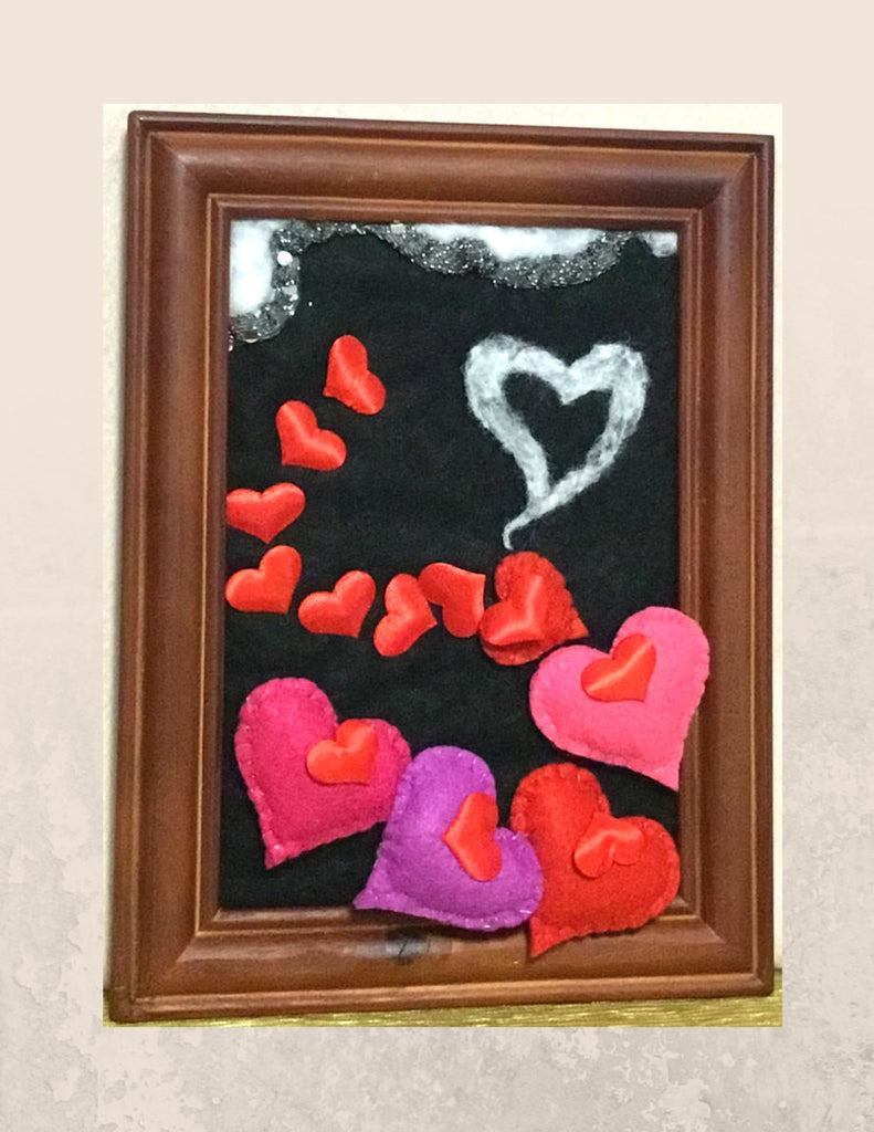 3D Framed Wool Picture, Red Hearts!