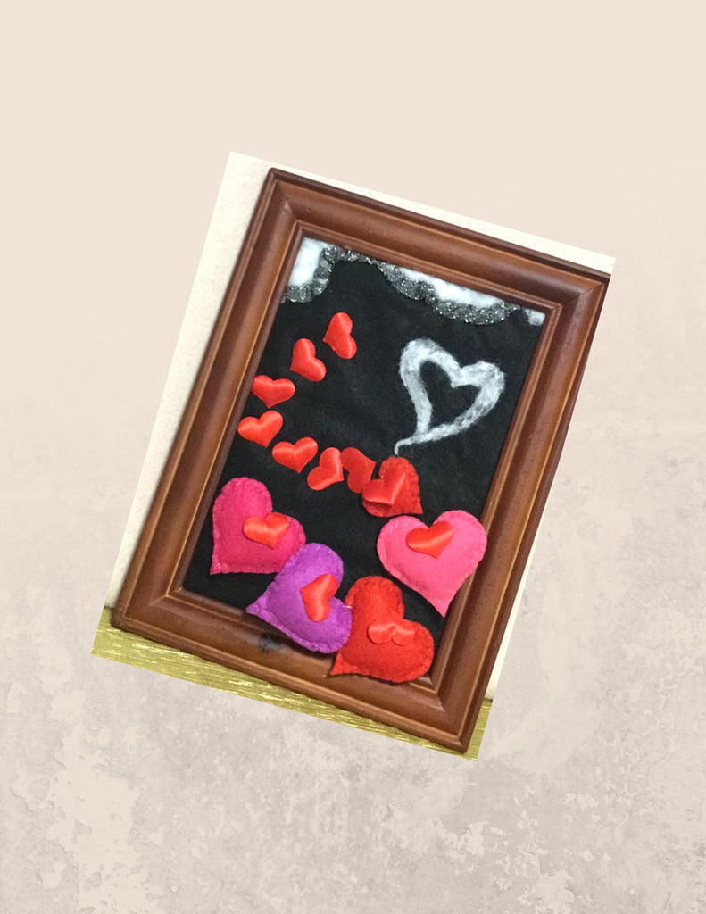 3D Framed Wool Picture, Red Hearts!