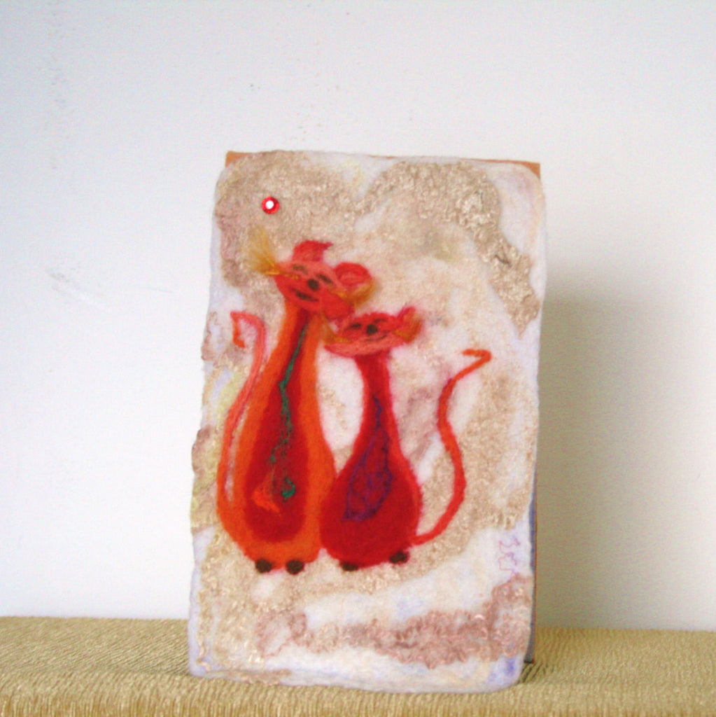 Happy Cats Felt Pad, Wool Spiral Notepad.