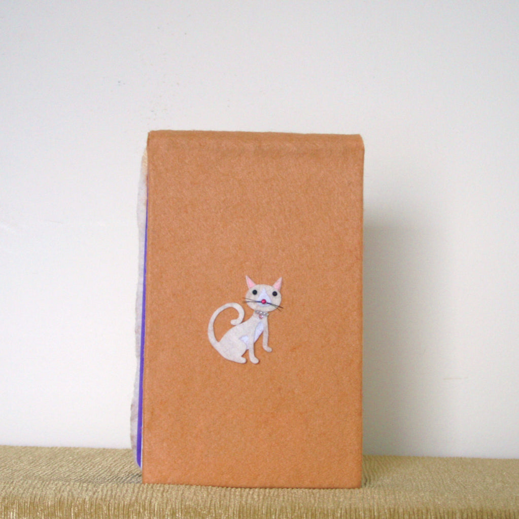 Happy Cats Felt Pad, Wool Spiral Notepad.