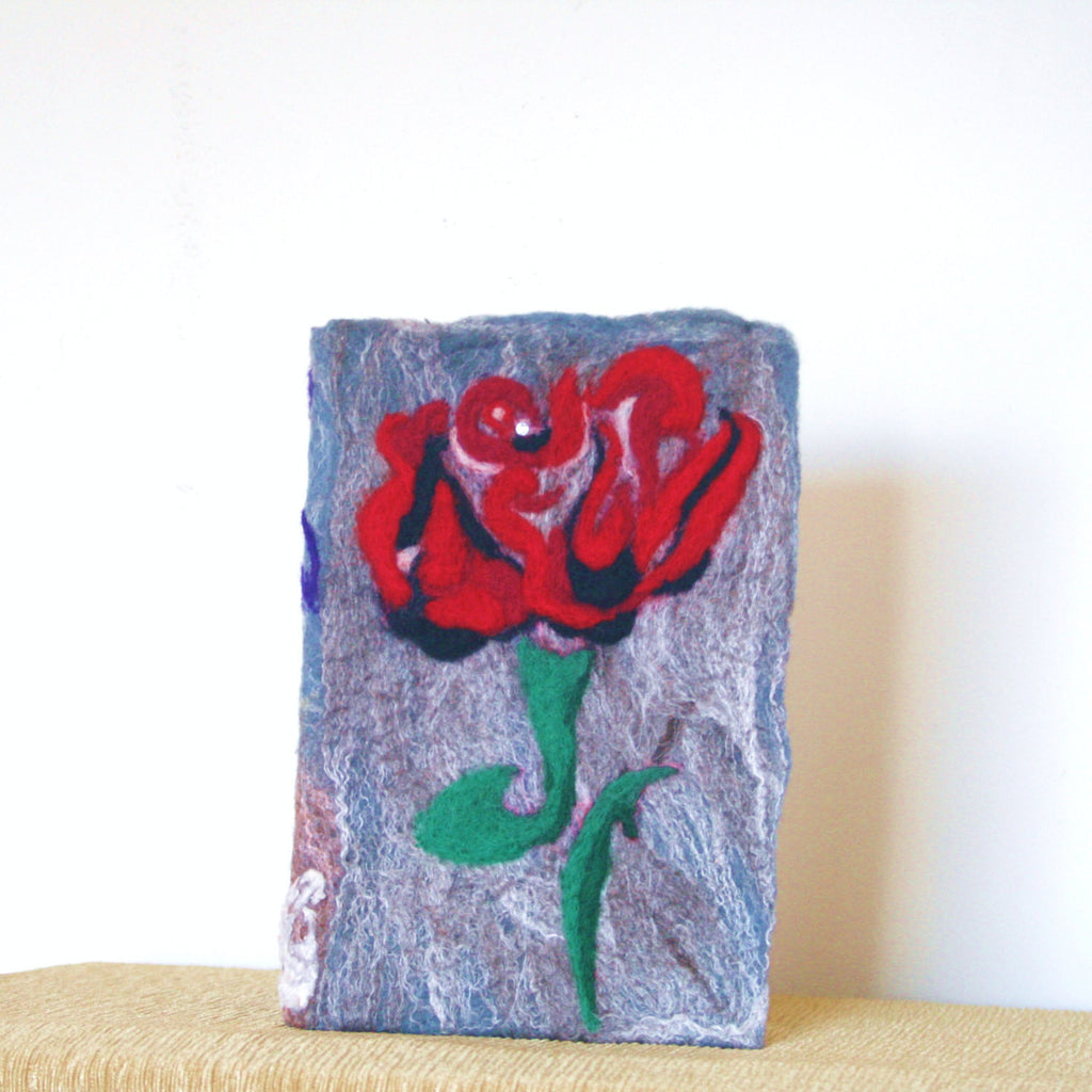 Rose Felt Covered  Book, Wool Journal.