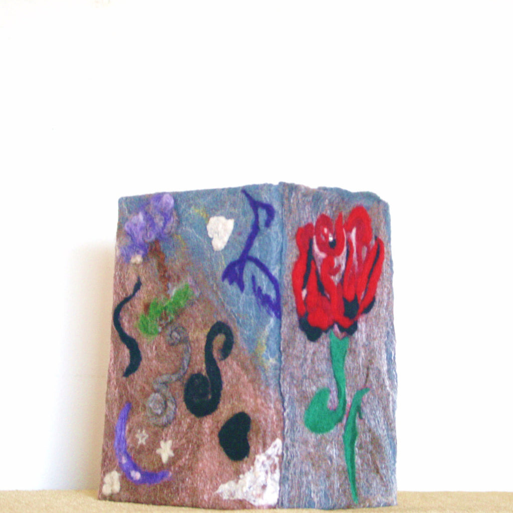 Rose Felt Covered  Book, Wool Journal.