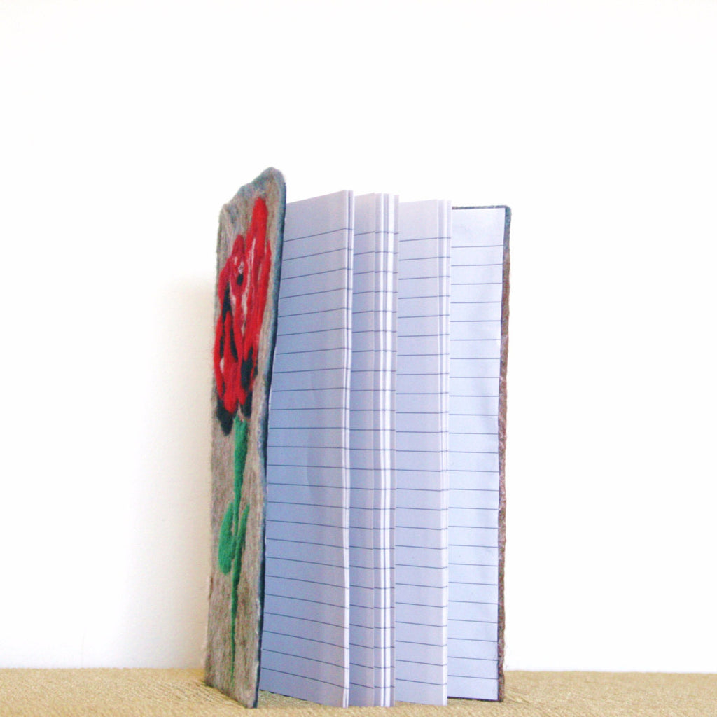 Rose Felt Covered  Book, Wool Journal.
