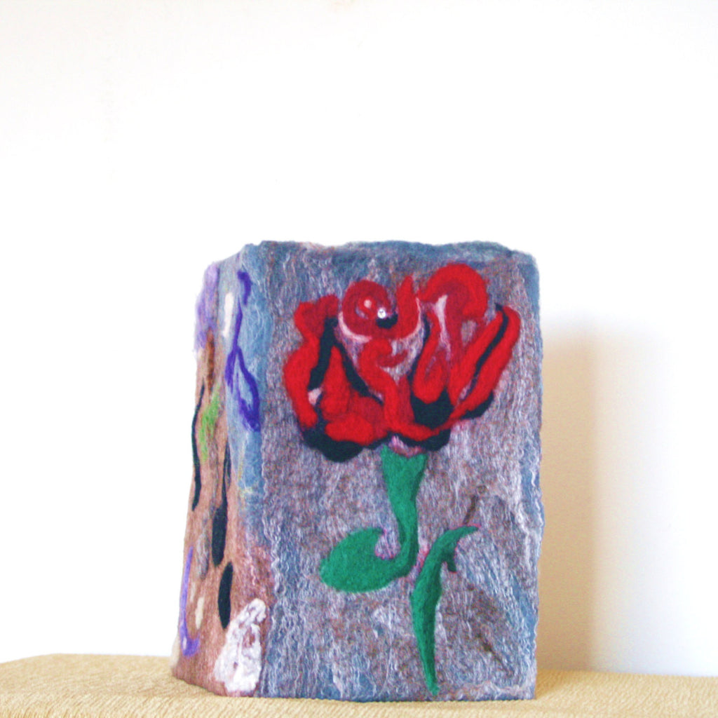 Rose Felt Covered  Book, Wool Journal.