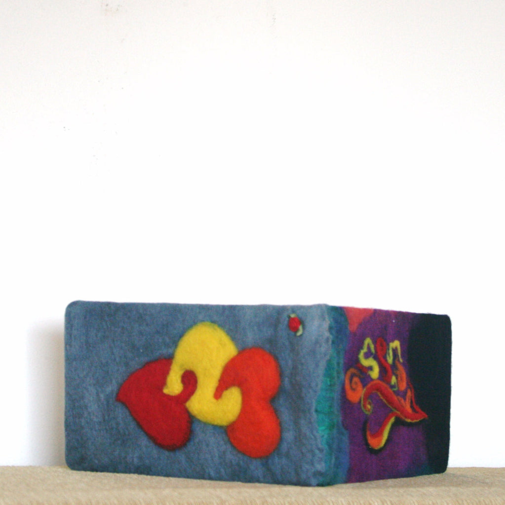 Connected Hearts Wool Pad,Felted Spiral Notepad.