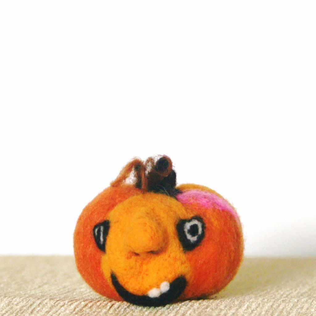 Needle Felted Pumpkin, Wool Collectors item.