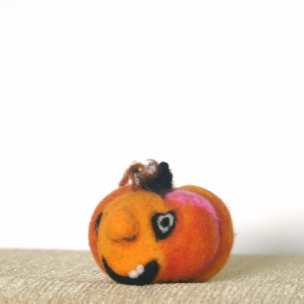 Needle Felted Pumpkin, Wool Collectors item.