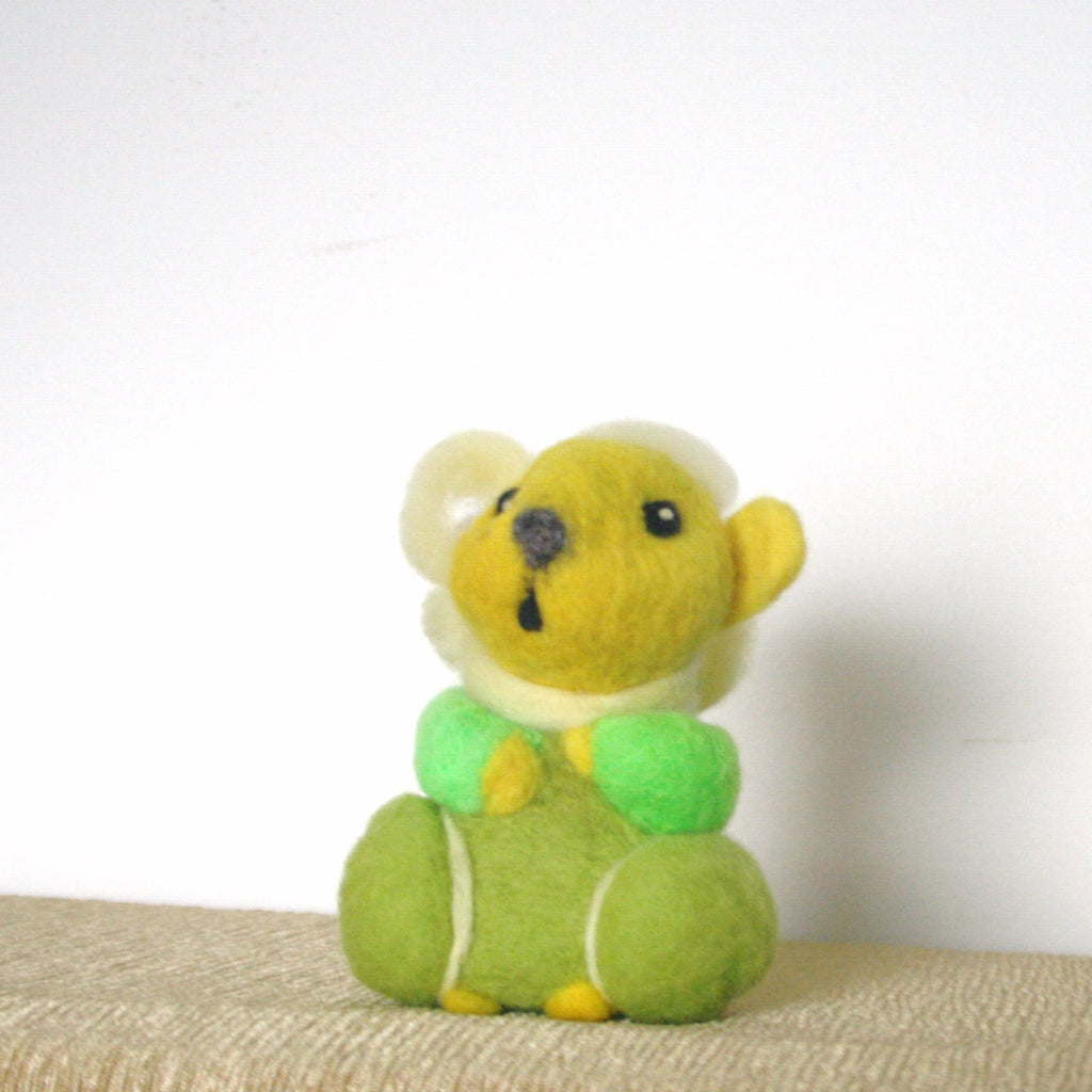 Yellow Felt Mouse,3D Wool Figurine.