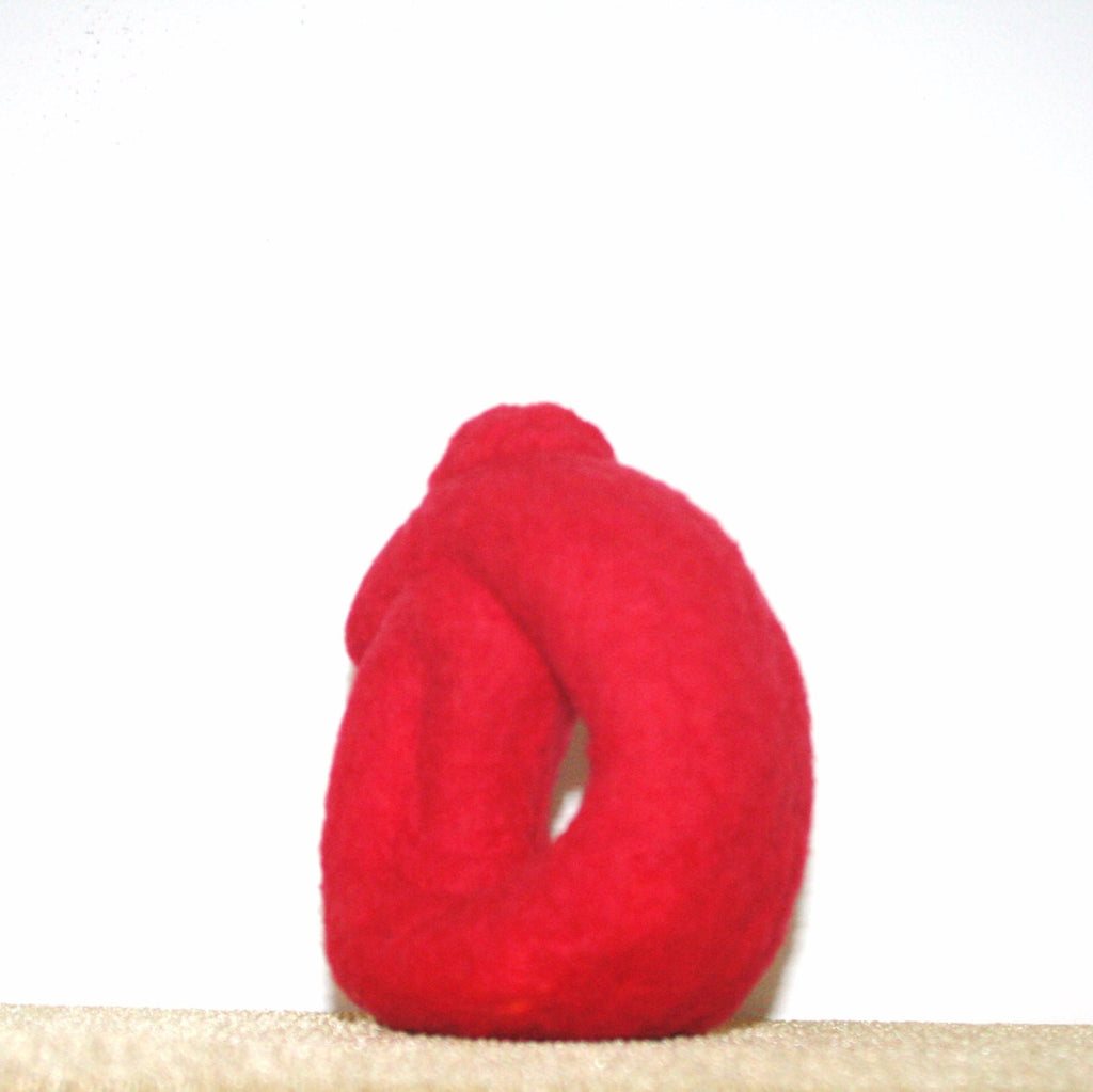 Red Wool, Lonely Figurine, 3D Felted Sculpture.