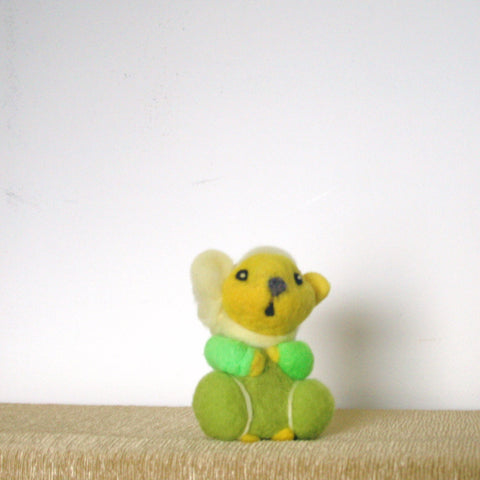Yellow Felt Mouse,3D Wool Figurine.