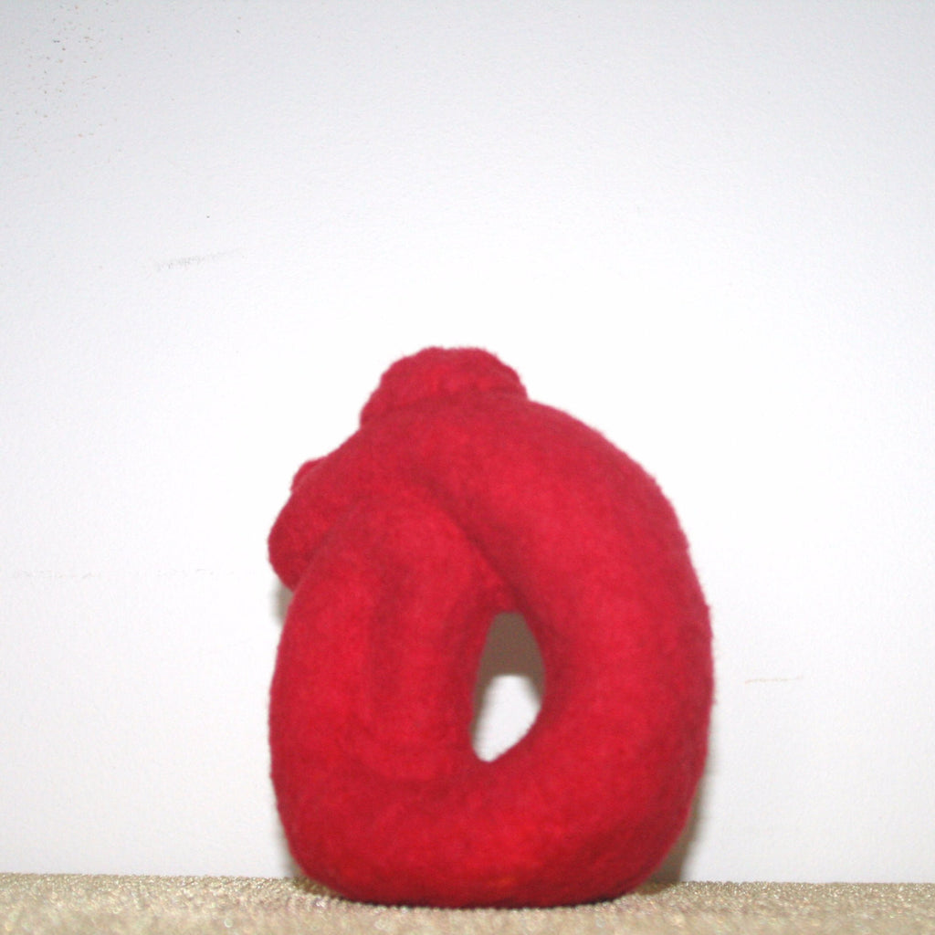 Red Wool, Lonely Figurine, 3D Felted Sculpture.