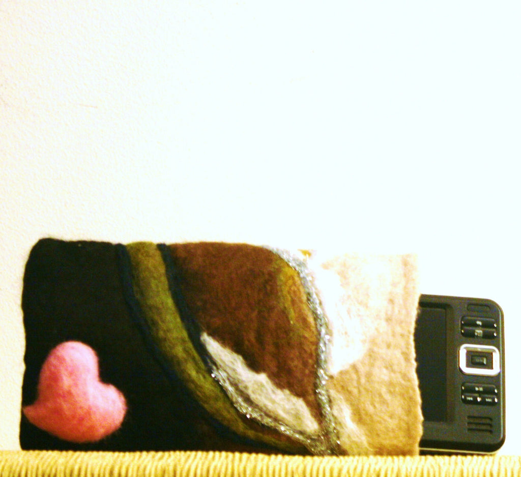 Pink Heart, Wool Multi-Use Sleeve, Electronic or Document Holder