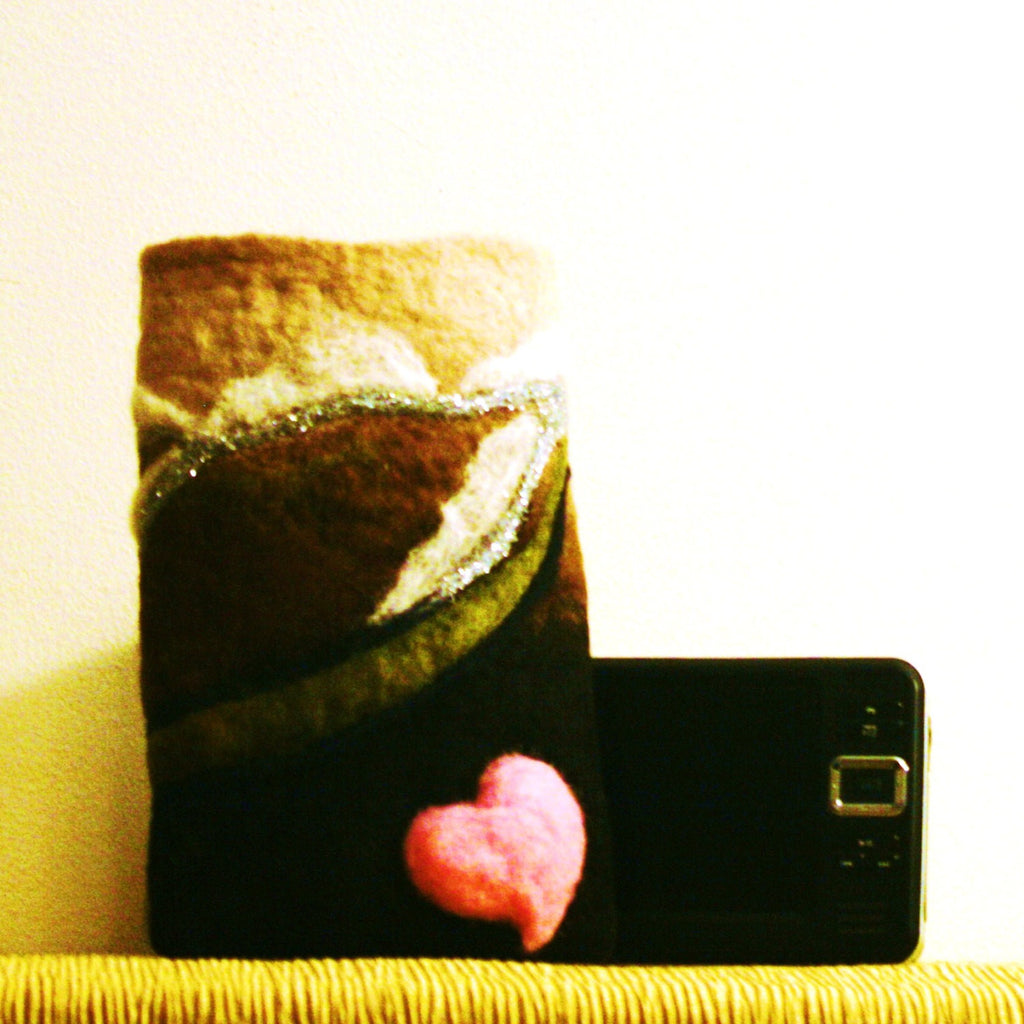 Pink Heart, Wool Multi-Use Sleeve, Electronic or Document Holder