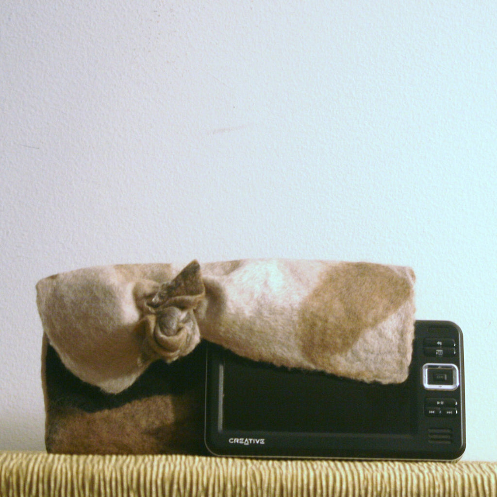 Brown Wool Clutch, Cosmetic Organiser