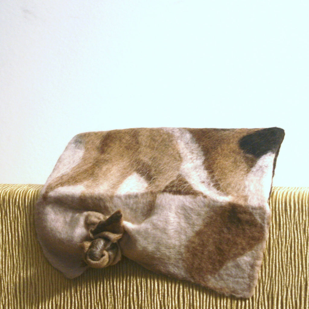 Brown Wool Clutch, Cosmetic Organiser