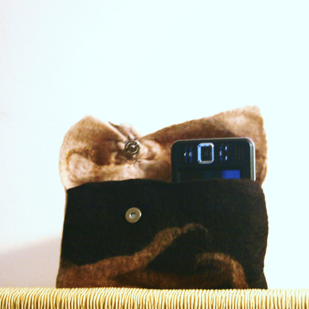 Brown Wool Clutch, Cosmetic Organiser