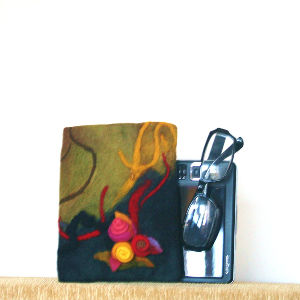 Floral IPod Sleeve, Wool Multi use Sleeve.